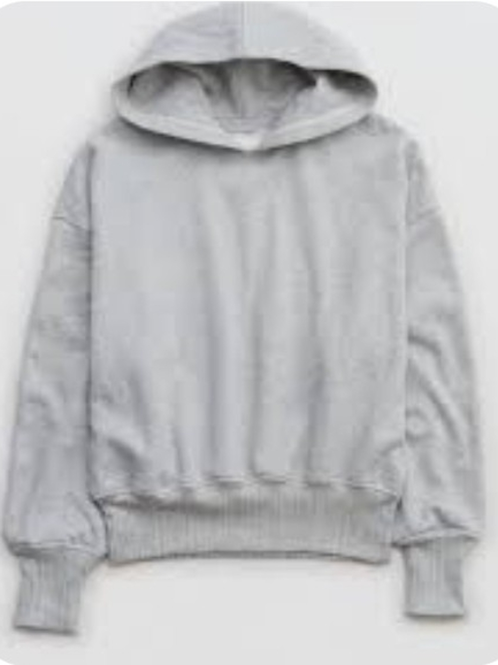 Aerie Women’s Gray Ribbed Knit Pullover Hoodie Relaxed Fit, Size S